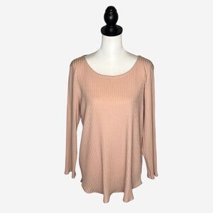 Eileen Fisher Tencel Stretch Rib Bracelet Sleeve Top Size Large Dune
